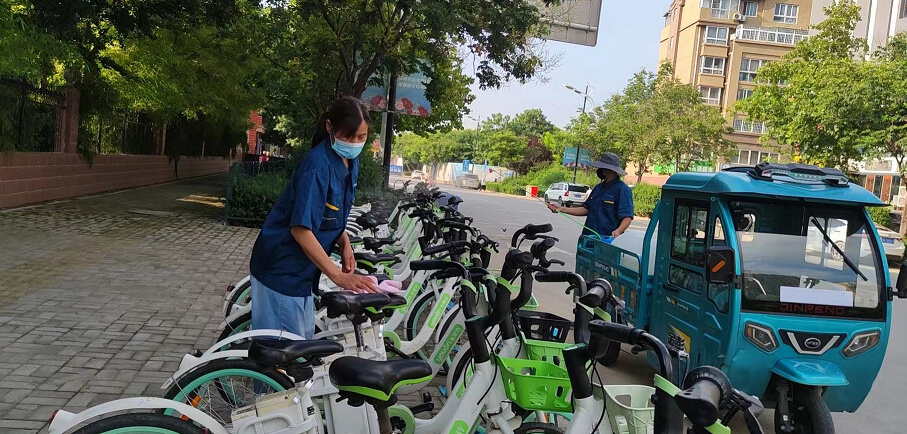 共享助力車每兩小時消殺一次，守護市民出行安全